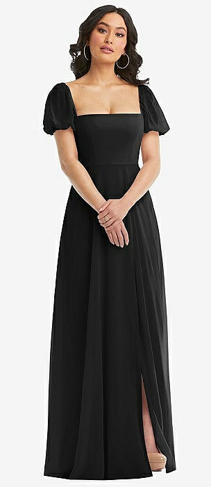 Black Chiffon Long Dress Women&#039;s Dress