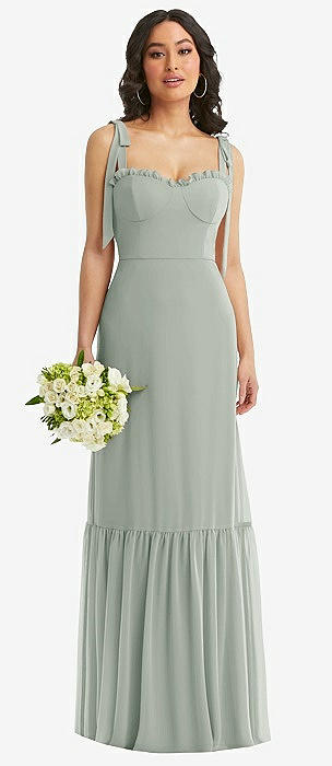 Willow Green Ruffles Bridesmaid Dresses