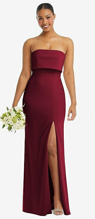 Maroon best sale strapless dress