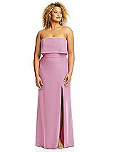 Strapless Overlay Bodice Crepe Maxi Bridesmaid Dress With Front