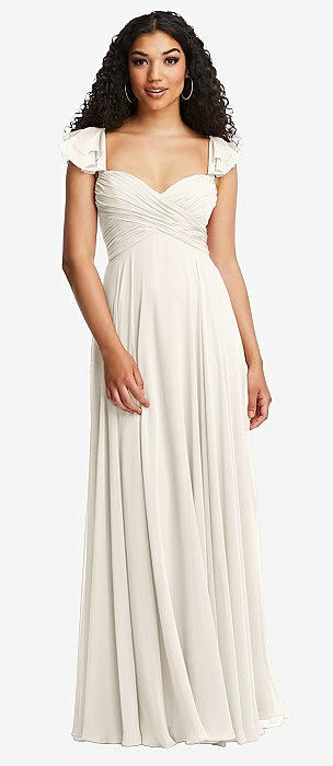 Ivory Crisscross Back Bridesmaid Dresses