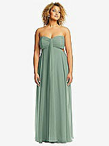 Front View Thumbnail - Seagrass Strapless Empire Waist Cutout Maxi Dress with Covered Button Detail