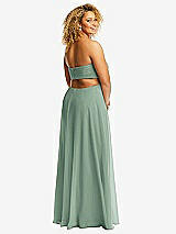 Rear View Thumbnail - Seagrass Strapless Empire Waist Cutout Maxi Dress with Covered Button Detail