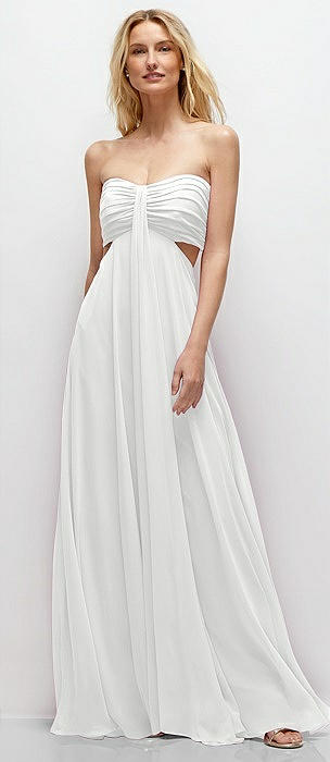 Strapless Empire Waist Cutout Maxi Bridesmaid Dress With Covered