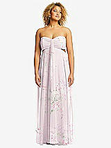 Strapless Empire Waist Cutout Maxi Bridesmaid Dress With Covered