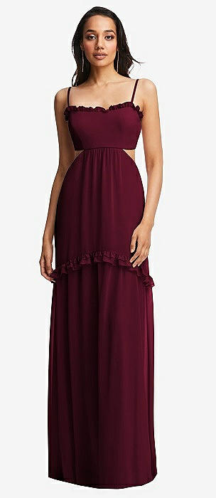 Jackson Cabernet Flutter Sleeve Chiffon Dress