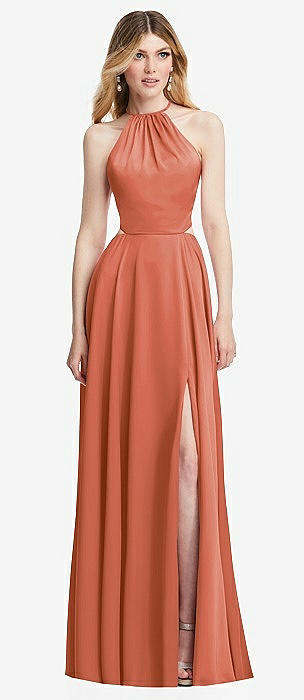 Terracotta Copper Halter Bridesmaid Dresses