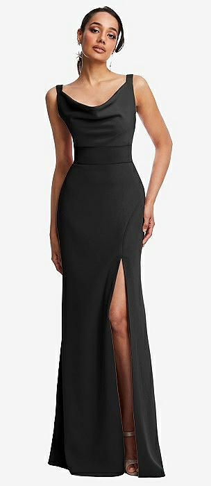 Black crepe bridesmaid store dress