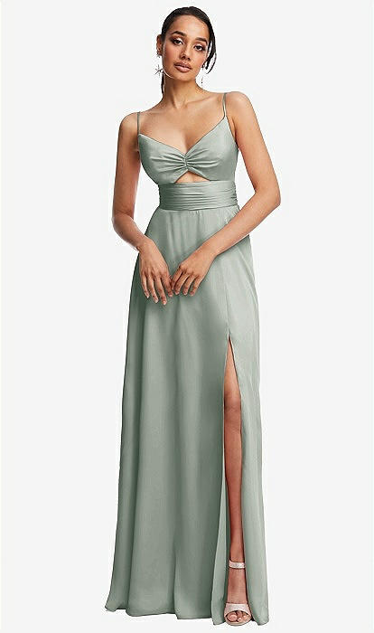 Triangle Cutout Bodice Maxi Bridesmaid Dress With Adjustable