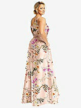 One-shoulder Floral Satin Bridesmaid Dress With Draped Front Slit