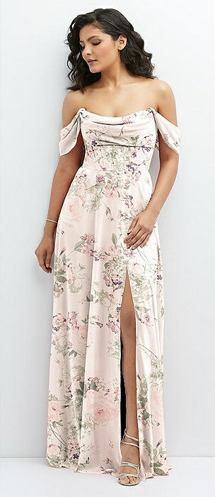 Cuffed Strapless Maxi Dress with Front Slit