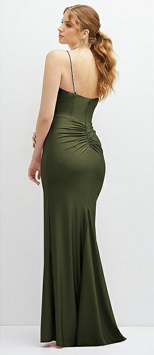 Buy Reserved women plain side slit hem dress olive Online