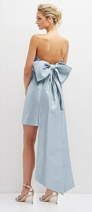 Draped One-shoulder Maxi Bridesmaid Dress With Scarf Bow In Mist