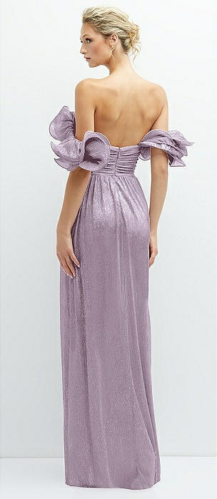 Strapless Draped Bodice Column Dress with Oversized Bow
