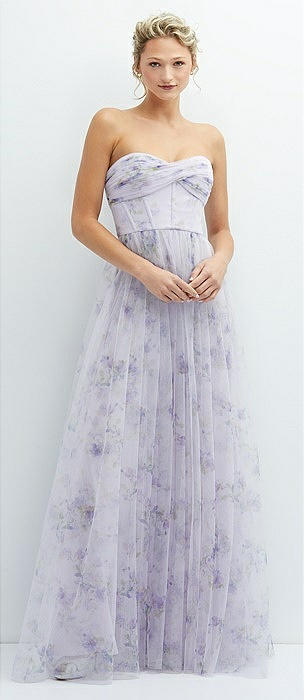 Chiffon Convertible Maxi Bridesmaid Dress With Multi-way Tie Straps In  Lavender