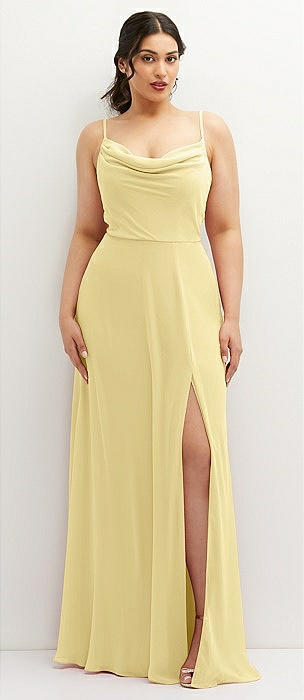 Granada Yellow Spaghetti Strap Evening Dress - CUVATI