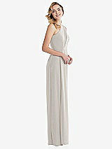 Side View Thumbnail - Oyster One-Shoulder Draped Bodice Column Gown
