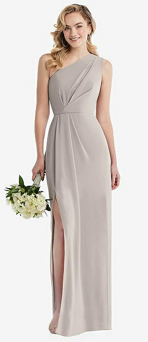 Kira One Shoulder Bridesmaid Dress in Taupe