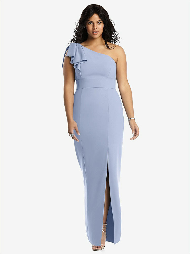 Cuffed Off-the-shoulder Trumpet Bridesmaid Dress In Sky Blue