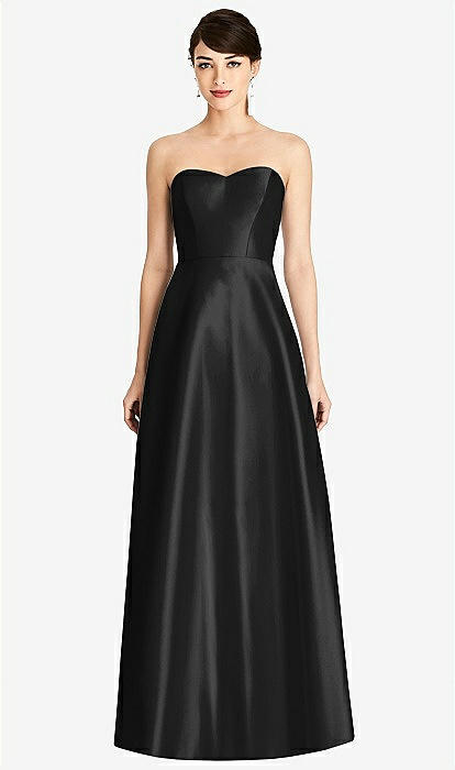 Strapless A-Line Satin Dress with Pockets