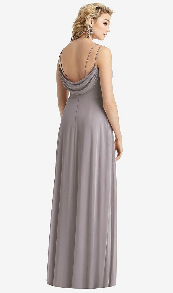 Cowl-back Double Strap Maxi Bridesmaid Dress With Side Slit In