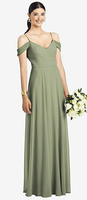 V-Neck Ruffle Trimmed Floral Chiffon Dress in Sage