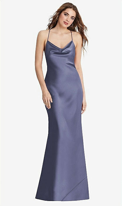 Cowl-neck Convertible Maxi Slip Bridesmaid Dress - Reese In French Blue