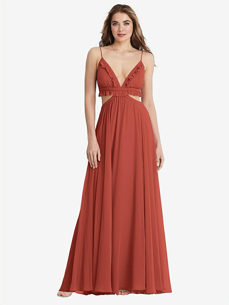 Bishop Sleeve Ruffled Chiffon Cutout Maxi Bridesmaid Dress - Harlow In  Sienna