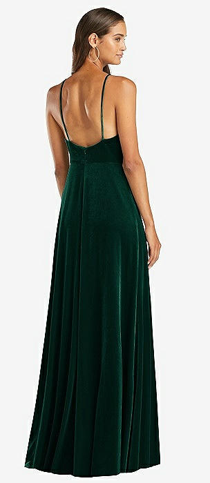Brendyn Ruched Velvet Dress, Emerald