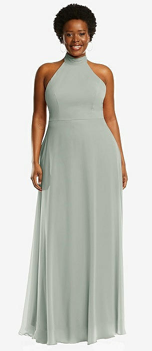 Triangle Cutout Bodice Maxi Bridesmaid Dress With Adjustable Straps In  Willow Green