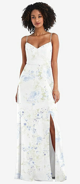 Navy floral 2024 bridesmaid dress