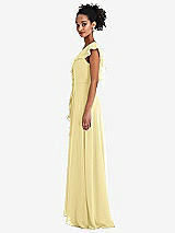 Side View Thumbnail - Pale Yellow Ruffle-Trimmed V-Back Chiffon Maxi Dress