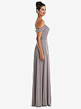 Side View Thumbnail - Cashmere Gray Off-the-Shoulder Draped Neckline Maxi Dress