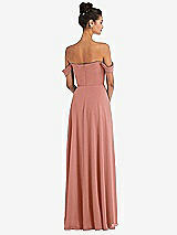 Rear View Thumbnail - Desert Rose Off-the-Shoulder Draped Neckline Maxi Dress