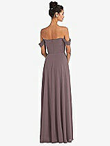 Rear View Thumbnail - French Truffle Off-the-Shoulder Draped Neckline Maxi Dress