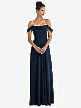 Front View Thumbnail - Midnight Navy Off-the-Shoulder Draped Neckline Maxi Dress