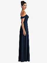 Side View Thumbnail - Midnight Navy Off-the-Shoulder Draped Neckline Maxi Dress