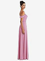 Side View Thumbnail - Powder Pink Off-the-Shoulder Draped Neckline Maxi Dress