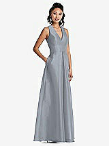 Side View Thumbnail - Platinum Plunging Neckline Pleated Skirt Maxi Dress with Pockets