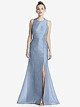 Rear View Thumbnail - Cloudy Bateau Neck Open-Back Maxi Dress with Bow Detail