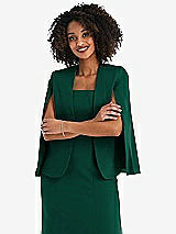 Front View Thumbnail - Hunter Green Open-Front Split Sleeve Cape Jacket