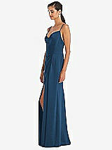 Alt View 2 Thumbnail - Dusk Blue Cowl-Neck Draped Wrap Maxi Dress with Front Slit