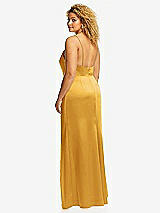 Rear View Thumbnail - NYC Yellow Cowl-Neck Draped Wrap Maxi Dress with Front Slit