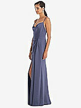 Alt View 2 Thumbnail - French Blue Cowl-Neck Draped Wrap Maxi Dress with Front Slit