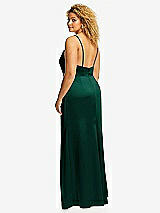 Rear View Thumbnail - Hunter Green Cowl-Neck Draped Wrap Maxi Dress with Front Slit