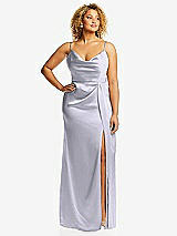 Front View Thumbnail - Silver Dove Cowl-Neck Draped Wrap Maxi Dress with Front Slit