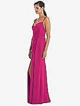 Alt View 2 Thumbnail - Think Pink Cowl-Neck Draped Wrap Maxi Dress with Front Slit
