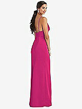 Alt View 3 Thumbnail - Think Pink Cowl-Neck Draped Wrap Maxi Dress with Front Slit