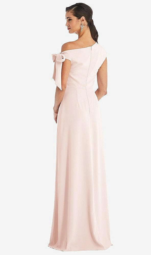 Back View - Blush Off-the-Shoulder Tie Detail Maxi Dress with Front Slit