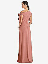 Rear View Thumbnail - Desert Rose Off-the-Shoulder Tie Detail Maxi Dress with Front Slit